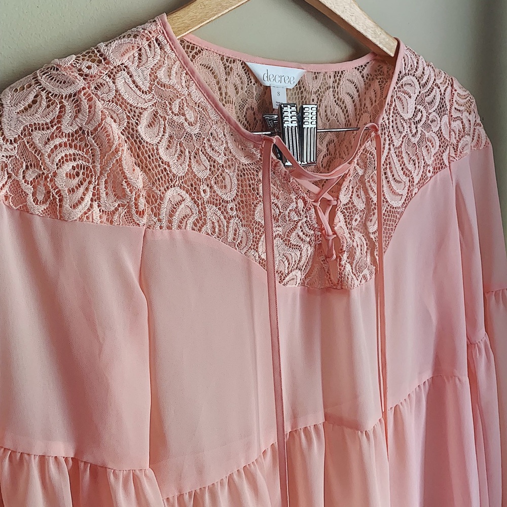 Gorgeous Sheer Light Pink Blouse, Sz. S